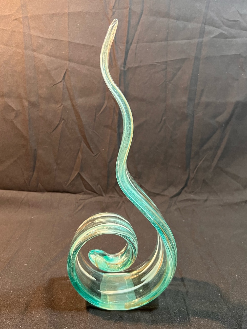 Vintage Turquoise Murano-Style Glass Art Sculpture – 11.5”